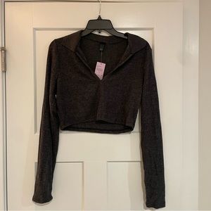 Cropped Black Ribbed Longsleeve